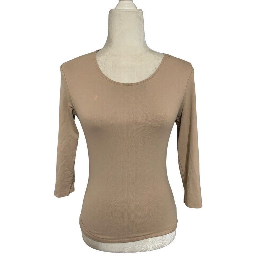 Only Hearts Womens Solid Beige Long Sleeve Top T Shirt Small